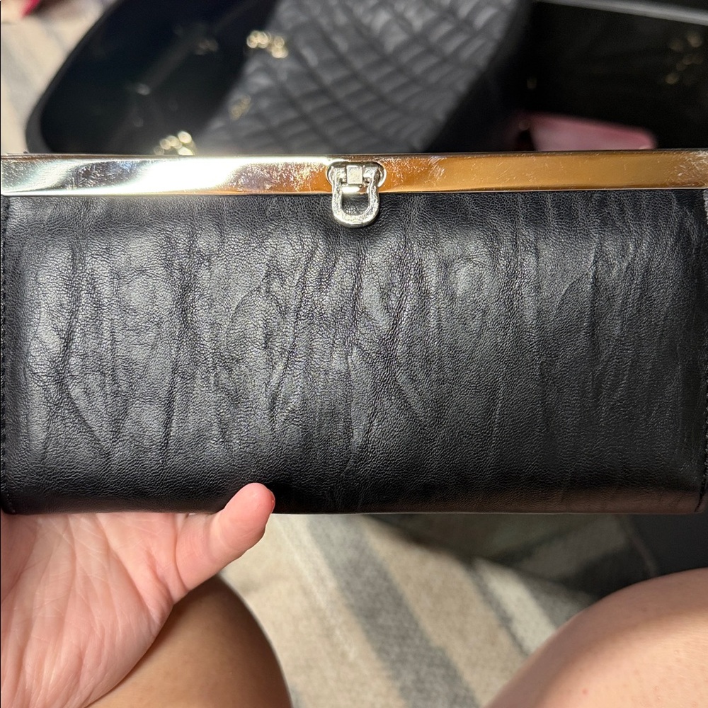 Black Leather Clutch Wallet